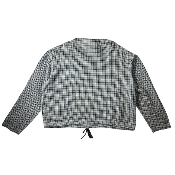 Vintage Liz & Co Drawstring Hem Knit Top with Pockets  Size L  Blue Houndstooth - Picture 3 of 11